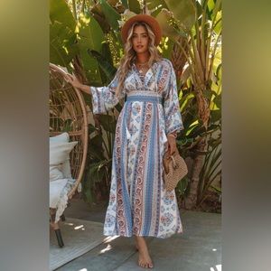 En Crème Boho Long Tassel Festival Dress Size L NWT